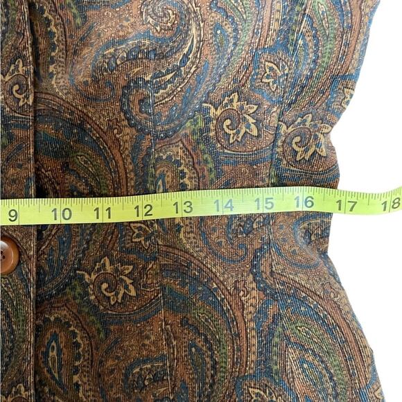 Jones New York Signature Blazer Jacket Womens 6 Brown Paisley Corduroy Button Up - Picture 8 of 12